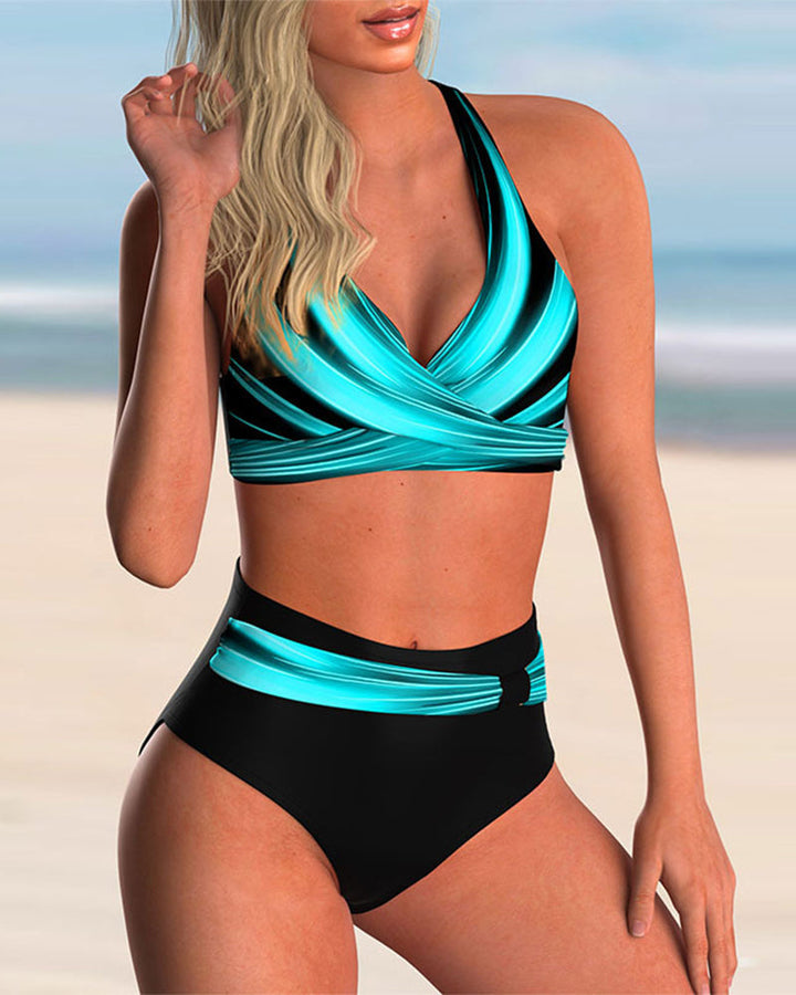 Eloise | Bikini Set with Cross Neckline and Print