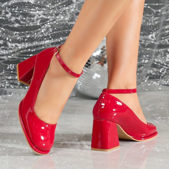 Celeste | Patent Leather Heels with Ankle Strap