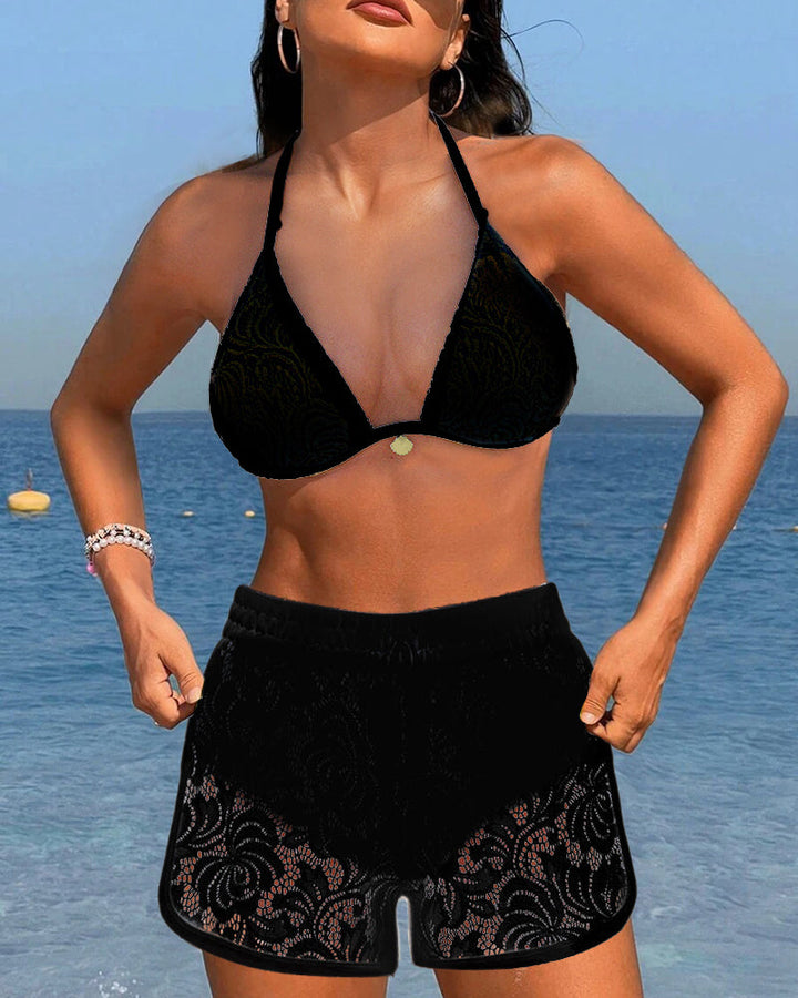 Laila | Elegant Solid Lace Bikini Set