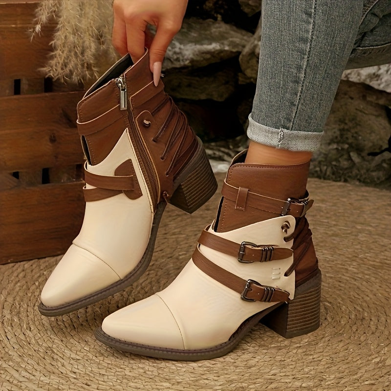 Laura - Wide Calf Western Block Heel Boots