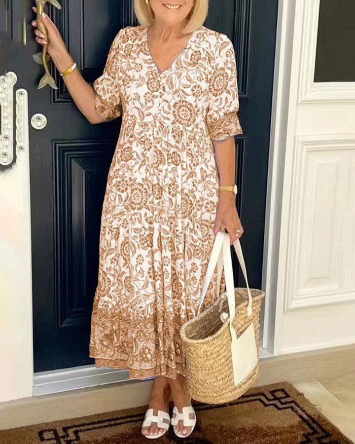 Riley | Elegant V-Neck Floral Maxi Dress