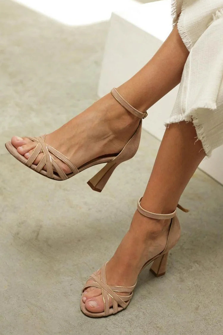 Helene – Cross Strap Heeled Sandals