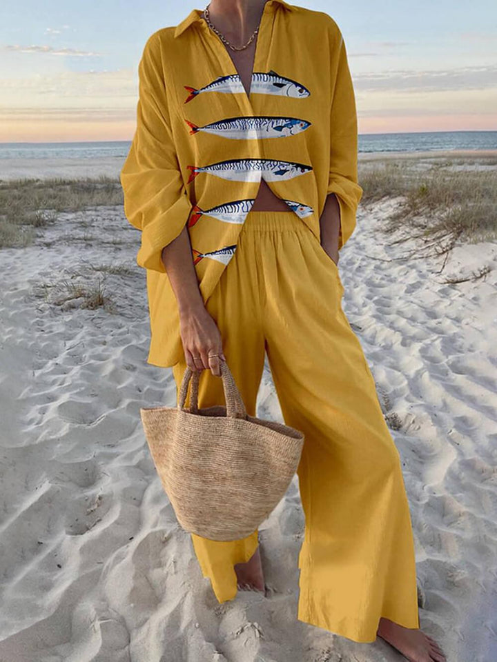 Mae | Island Style Oversized Shirt and Waist Pocket Pants Set
