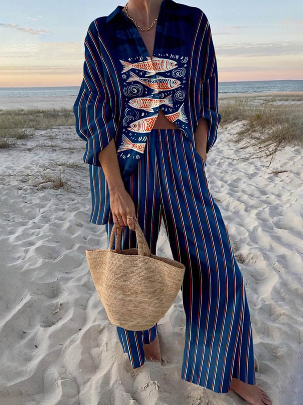 Mae | Island Style Oversized Shirt and Waist Pocket Pants Set