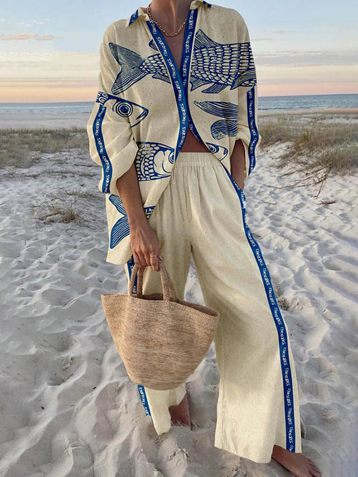 Mae | Island Style Oversized Shirt and Waist Pocket Pants Set