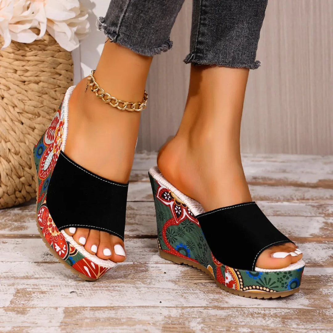 Elena | Bohemian Velvet Wedge Sandal