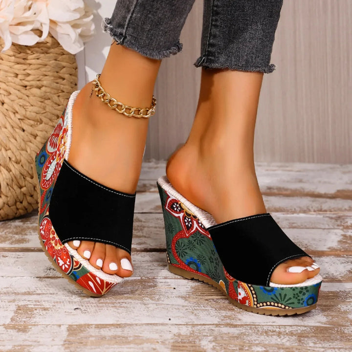 Elena | Bohemian Velvet Wedge Sandal