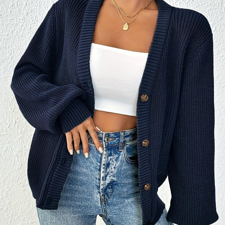 Hillary | Plain Color Front Button Cardigan