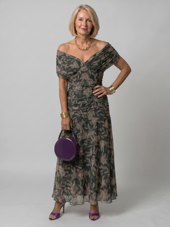 Hannah | Off Shoulder Flow Midi Dress