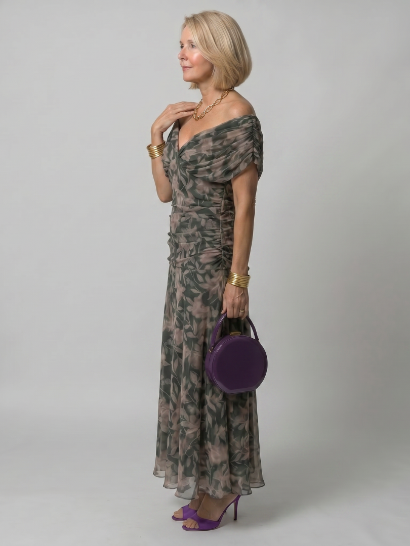 Hannah | Off Shoulder Flow Midi Dress