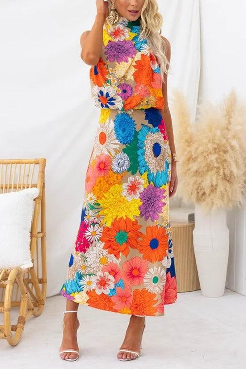 Summer | Sleeveless Floral Print Maxi Dress