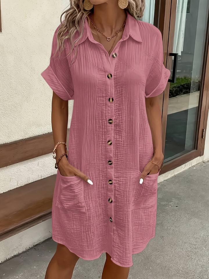 Amara | Elegant Solid Shirt Dress