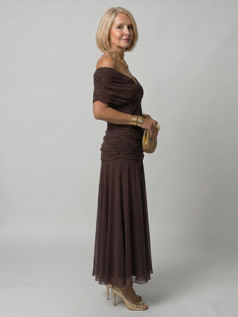 Hannah | Off Shoulder Flow Midi Dress
