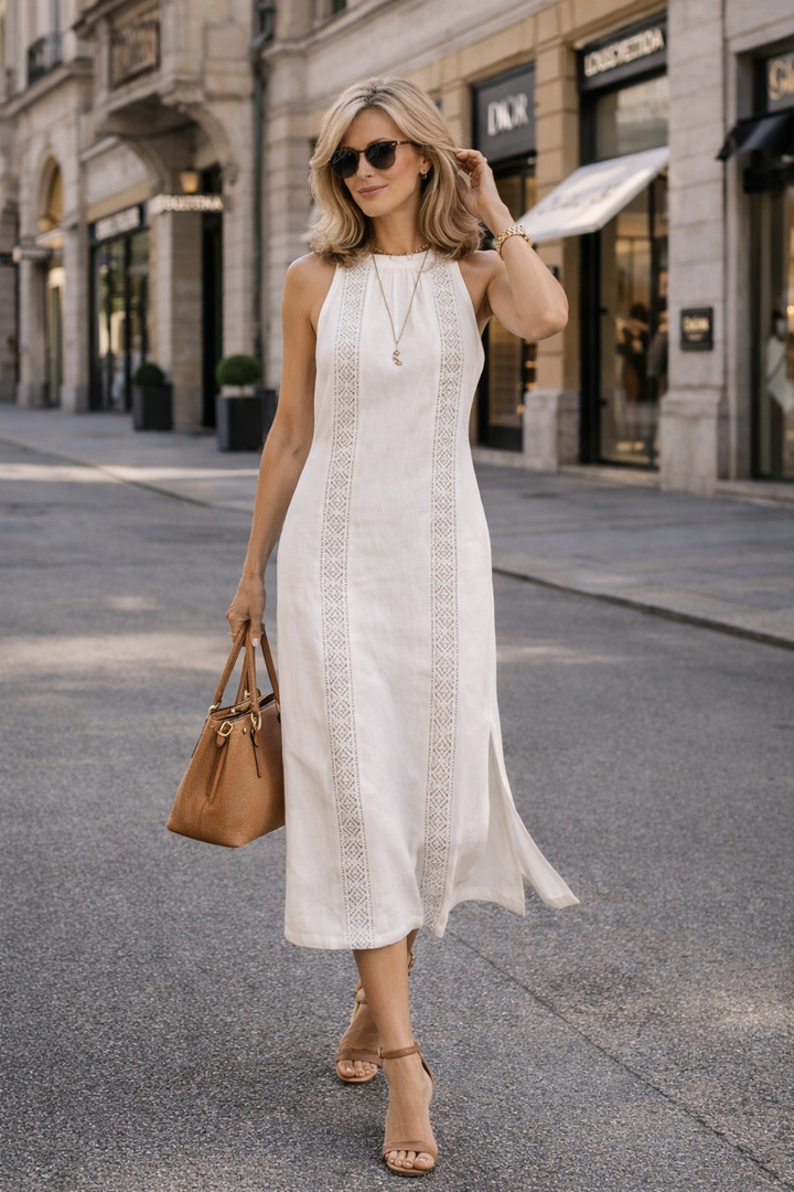 Johanna | Sleeveless Midi Dress with lace details