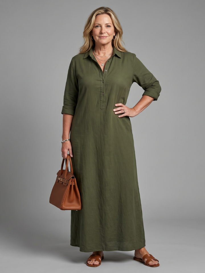 Hazel | Long Sleeve Relaxed Silhouette Maxi Dress