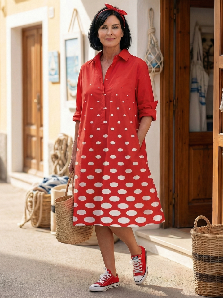 Calyra | Modern Polka Shirt Dress