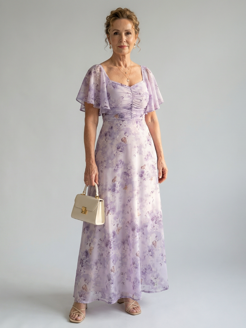 Autumn | Flutter Sleeve Midi Dress