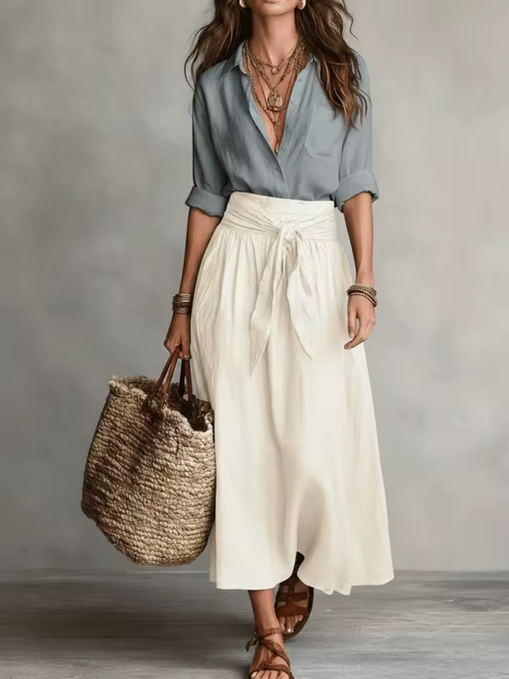 Elara | Elegant Two-Piece Set With Midi Skirt