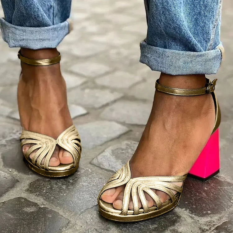 CONTRAST HEEL SANDALS