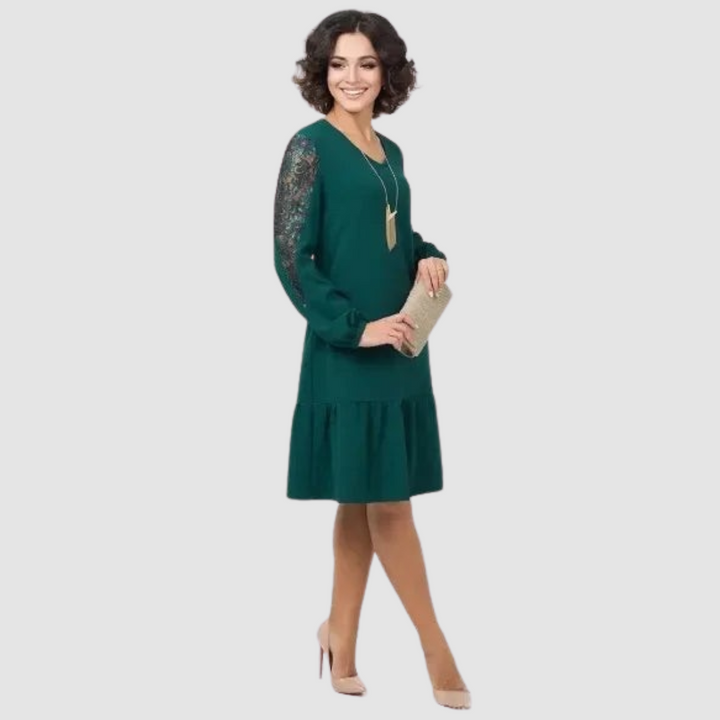 Mina | Elegant Lace Sleeve Midi Dress