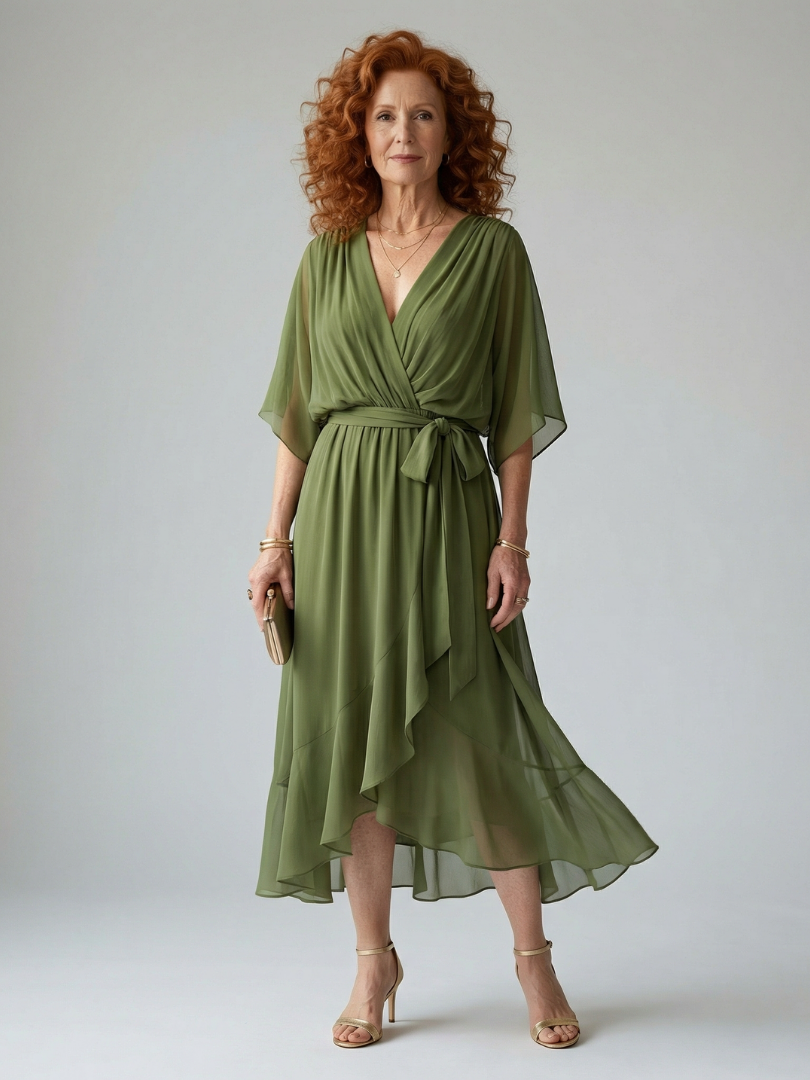 Katherine | Light Drape Midi Dress