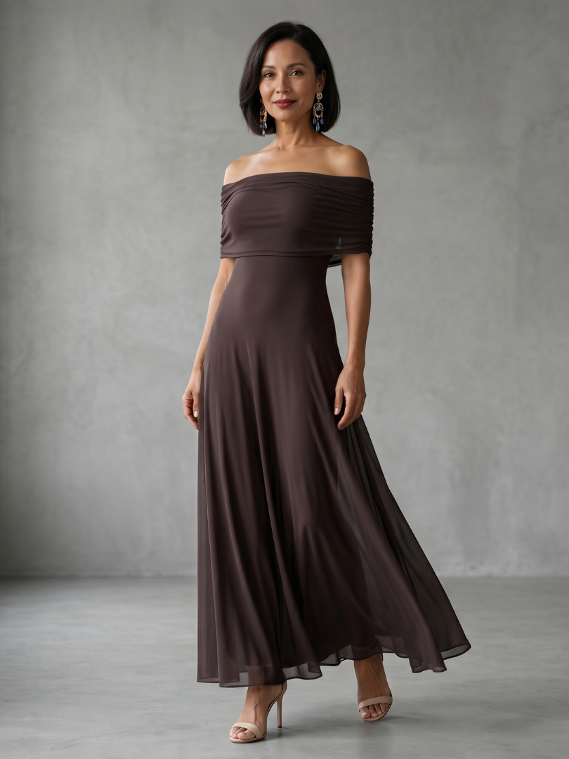 Addison | Off Shoulder Draped Midi Dress