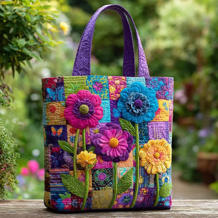 Colorful Flower | Quilted Tote Bag