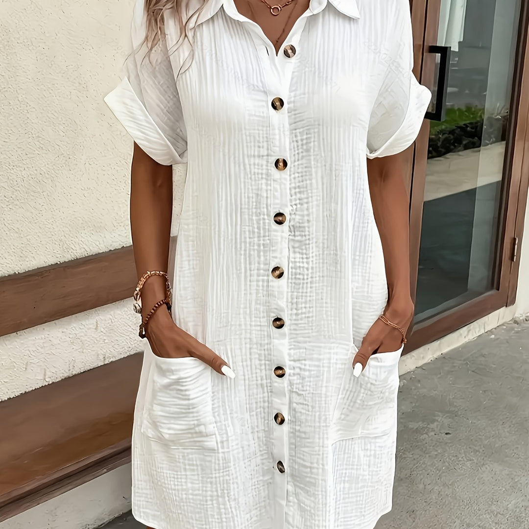 Amara | Elegant Solid Shirt Dress