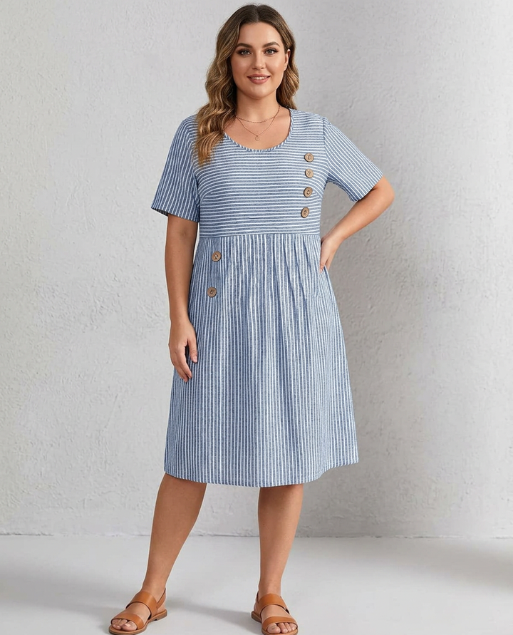 Pia | Striped Button Dress