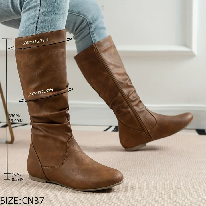Moniek - Round Toe French Heel Boots