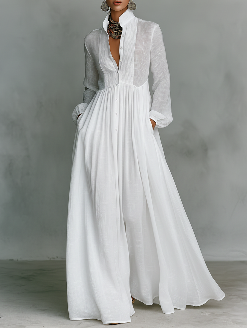 Kinsley | Flowy Front-Button Maxi Dress