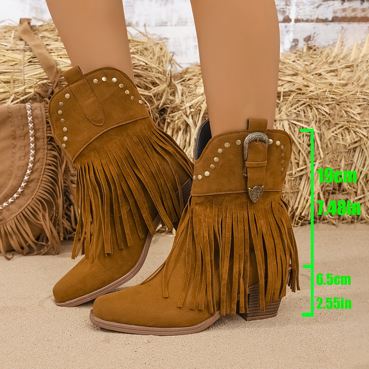 Macey - Vintage Rivet Design Ankle Boots