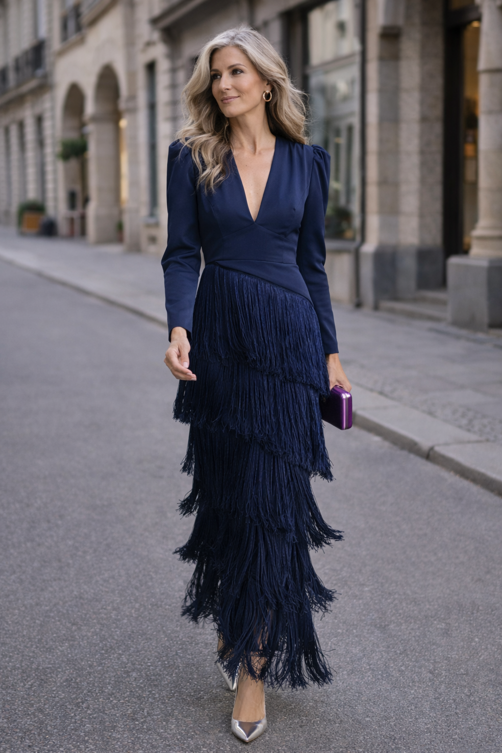 Ida | Chic Evening Dress with Fringes