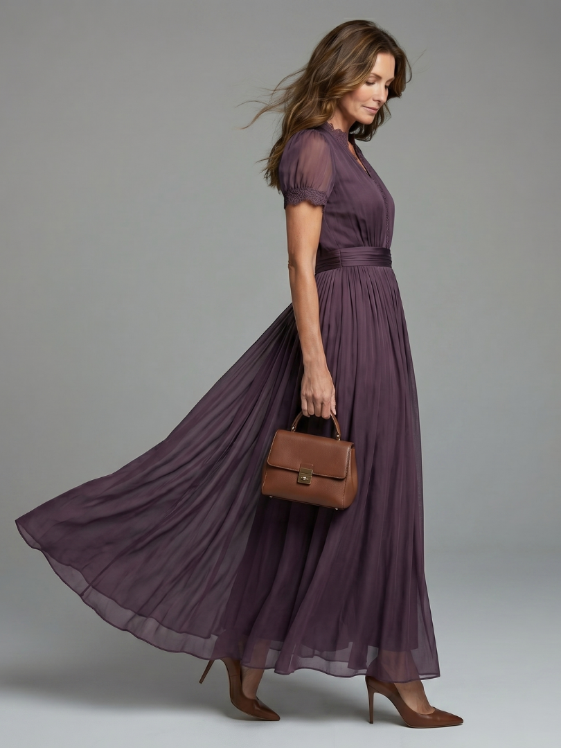 Avery | Gathered Waist Keyhole Maxi Dress
