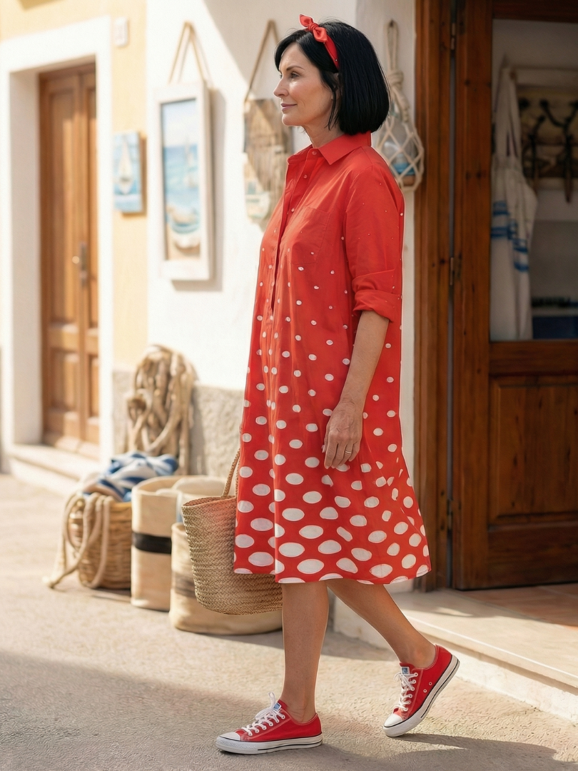 Calyra | Modern Polka Shirt Dress