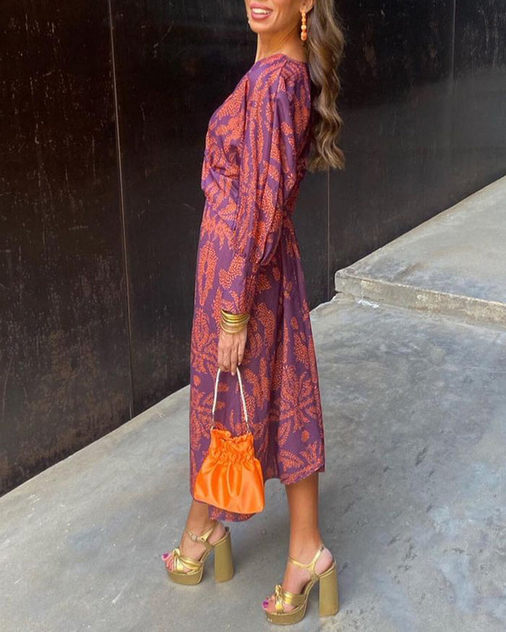 Isabel | Timeless Charm Print Elegant Midi Dress