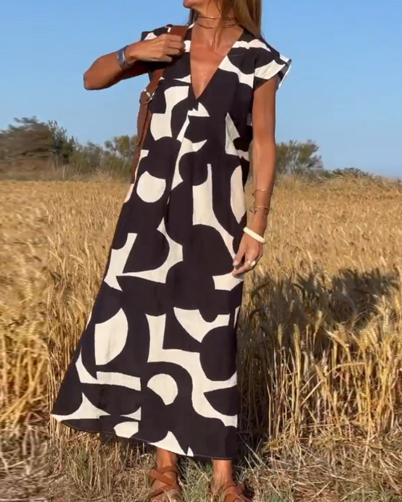 Vivian | Leopard-Print Panel Dress with Puff Sleeves and Striped Shirt