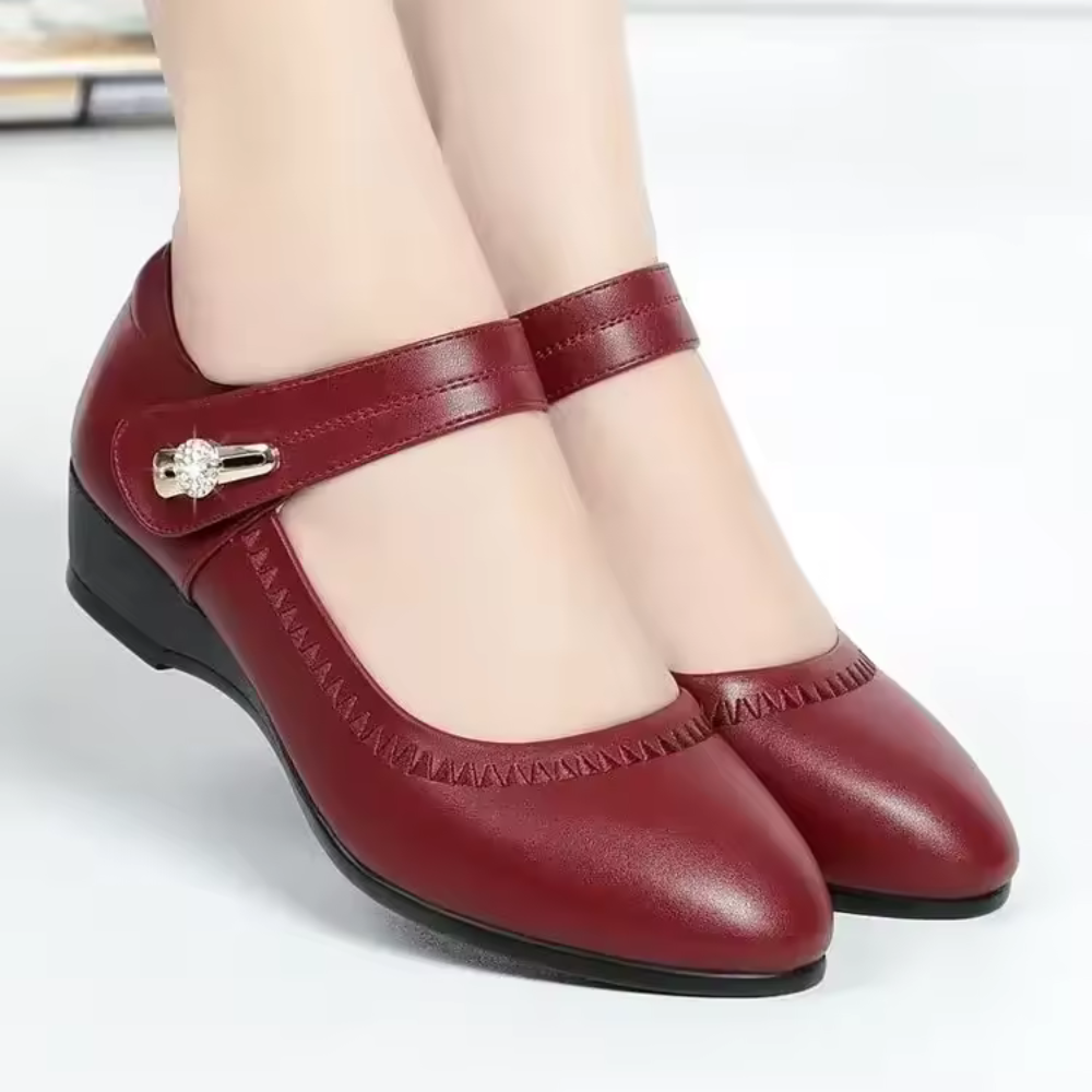 Marie - Ankle Strap Pumps with Wedge Heel