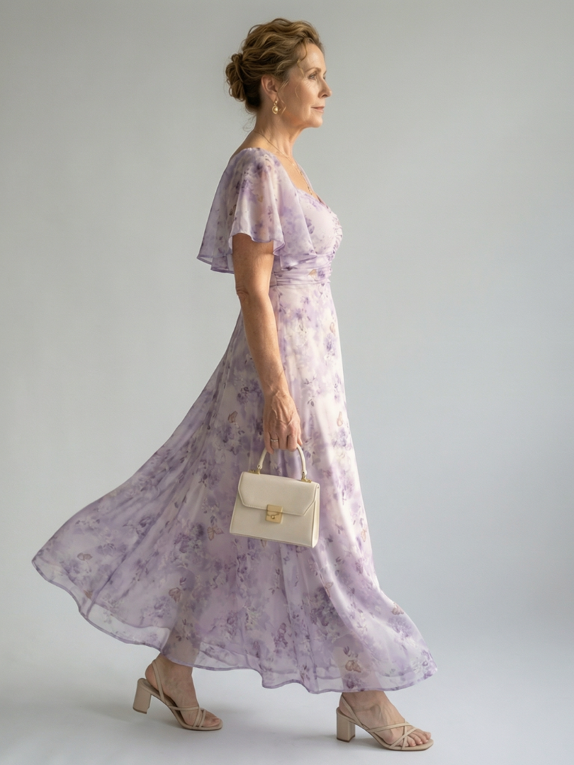 Autumn | Flutter Sleeve Midi Dress
