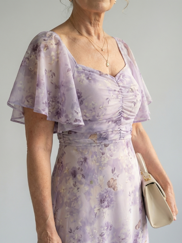 Autumn | Flutter Sleeve Midi Dress