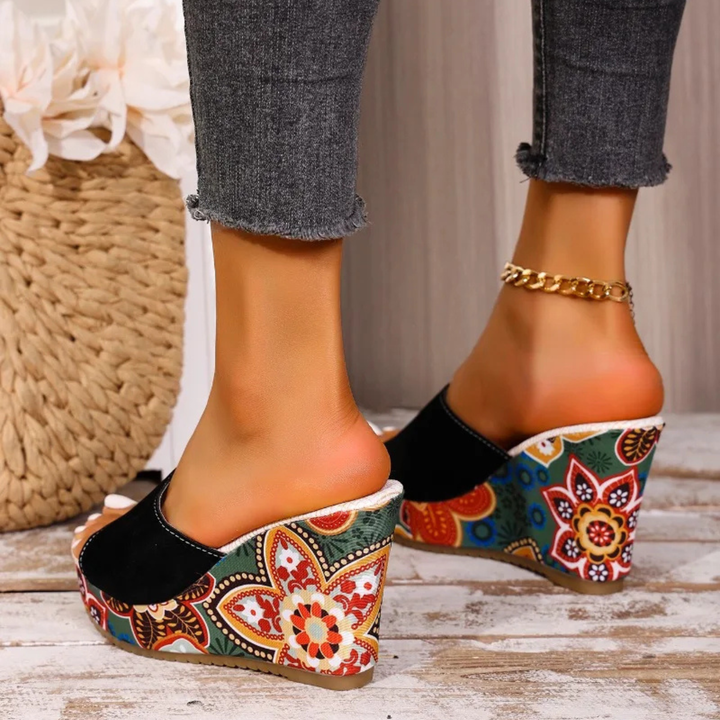 Elena | Bohemian Velvet Wedge Sandal