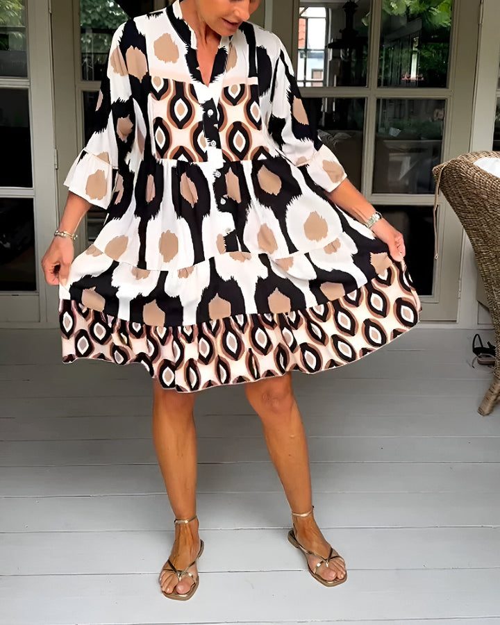 Parker | Geometric Tiered Midi Dress for Bold Boho Style