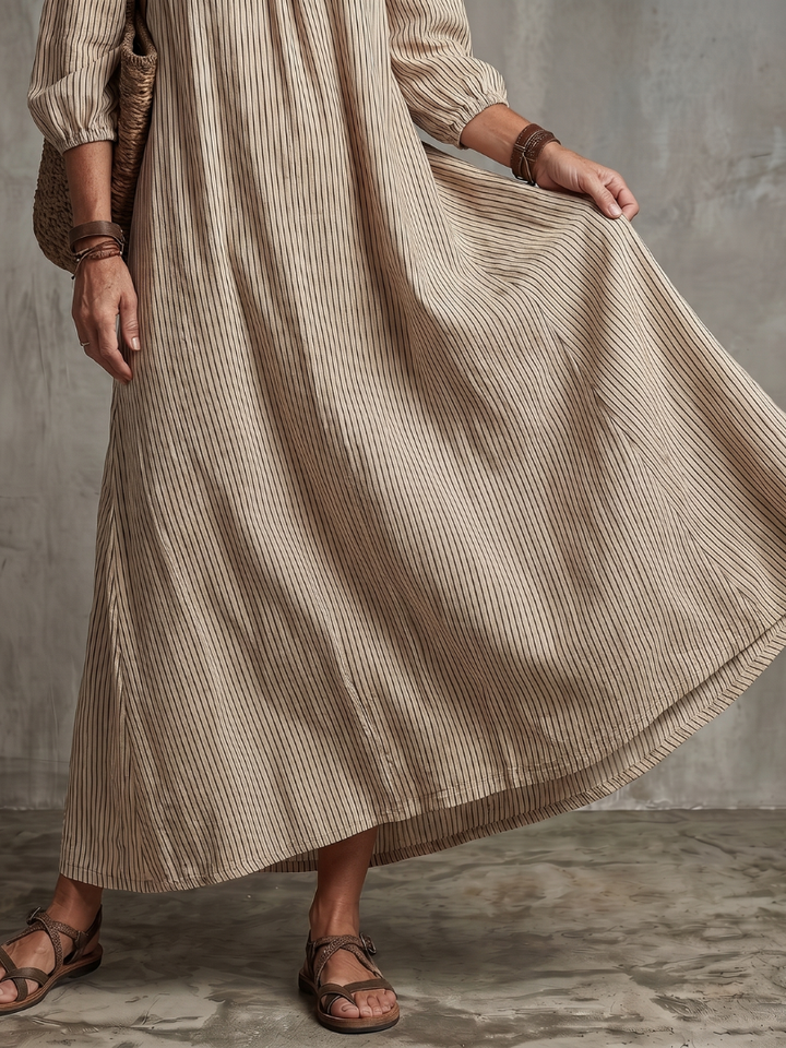Ivy | Striped Pattern Off Shoulder Maxi Dress