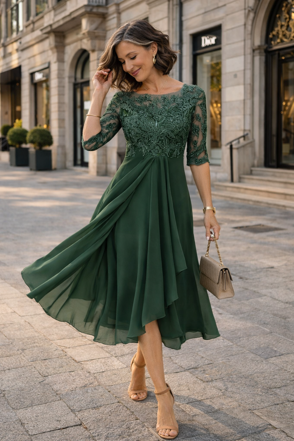 Lea | Elegant Midi Dress in Lace