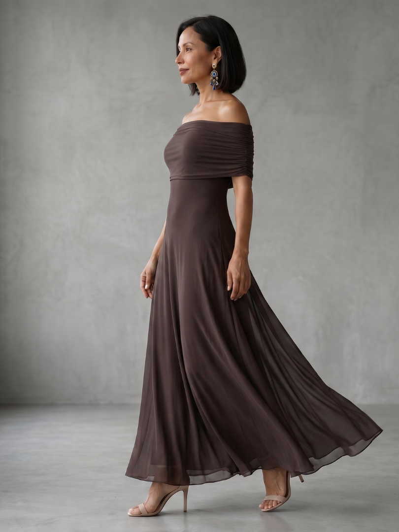 Addison | Off Shoulder Draped Midi Dress