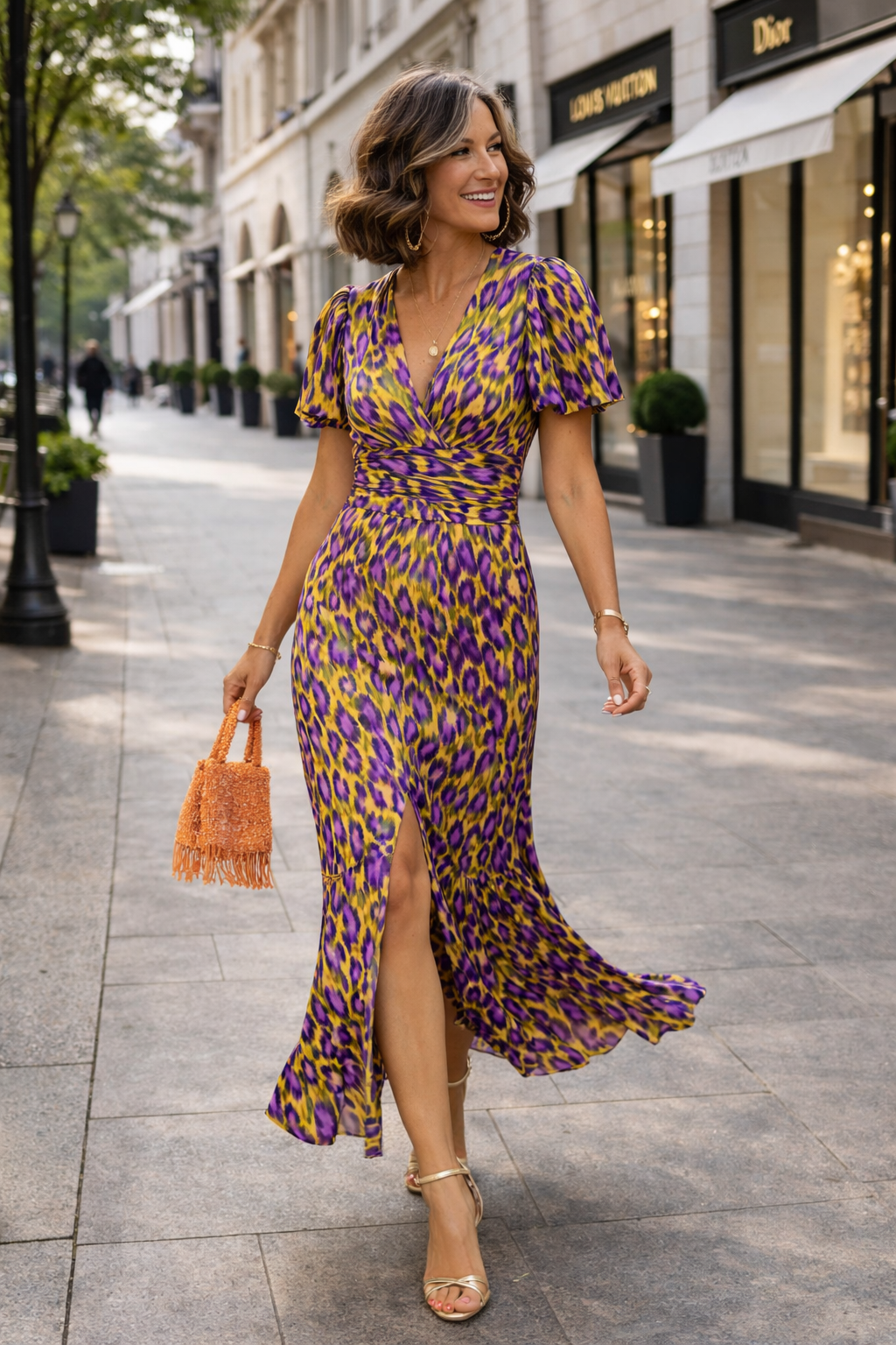 Laura | City Midi Dress with Pleated Sleeves