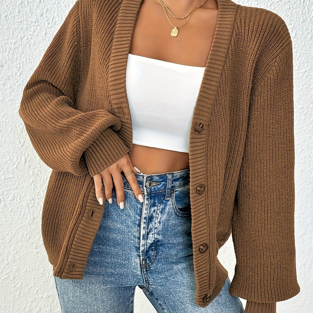 Hillary | Plain Color Front Button Cardigan