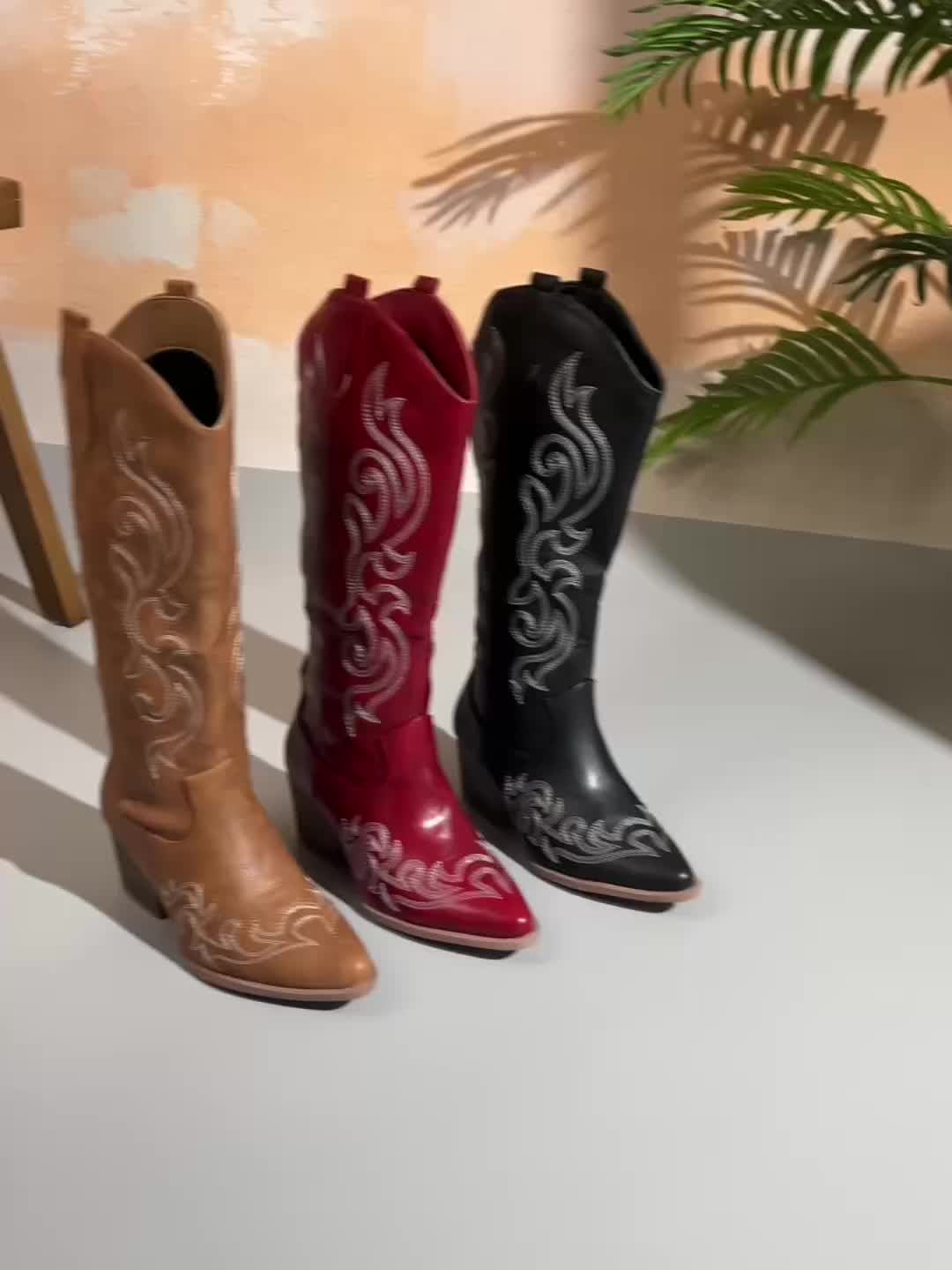 Sharina - Slip-on Retro Cowboy Boots