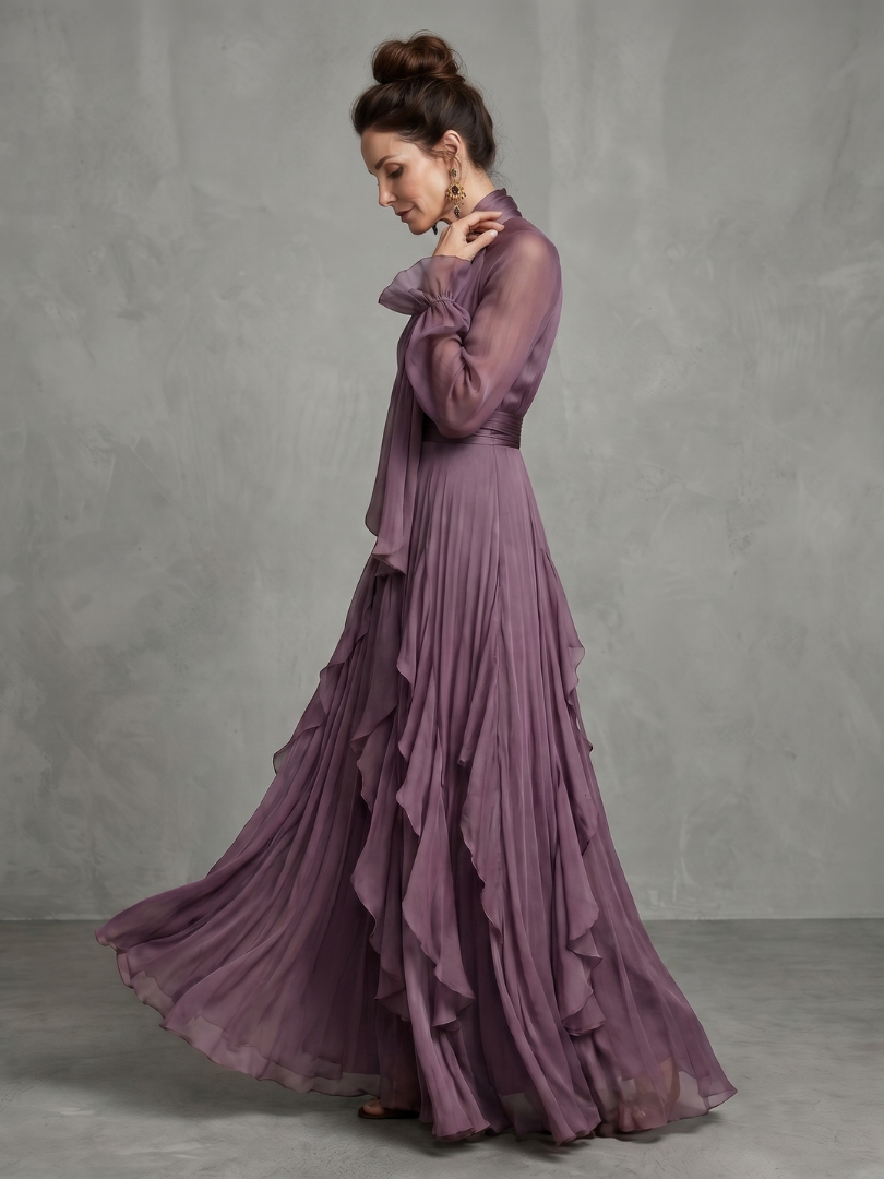 Allison | Tie Neck Ruffle Tiered Maxi Dress