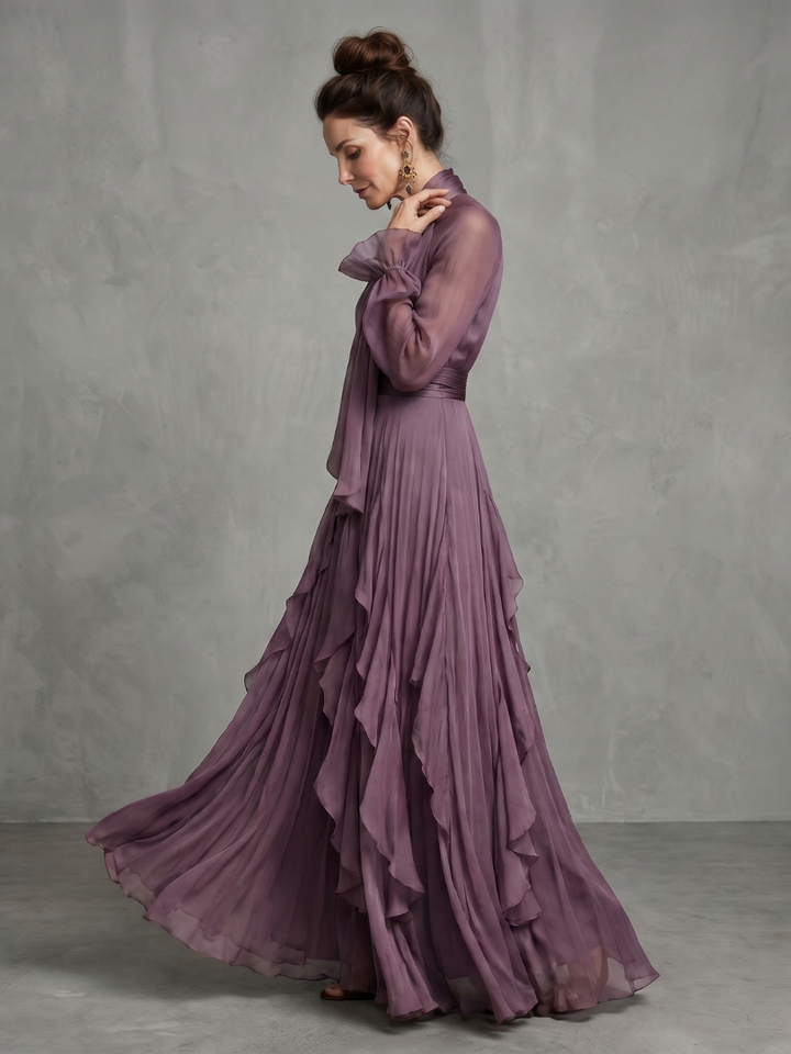 Allison | Tie Neck Ruffle Tiered Maxi Dress